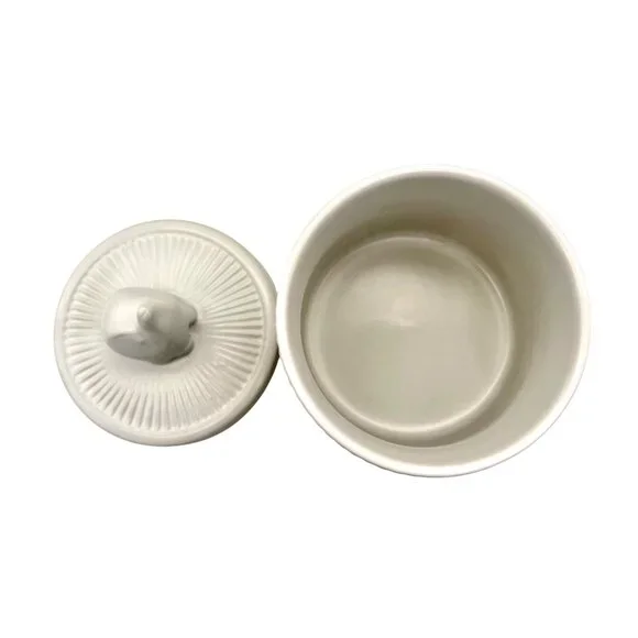 RARE White Ceramic Elephant Lidded Canister Whimsical Storage Decor 6" H - Picture 9 of 9